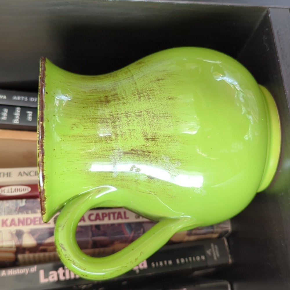 Green ceramic pitcher